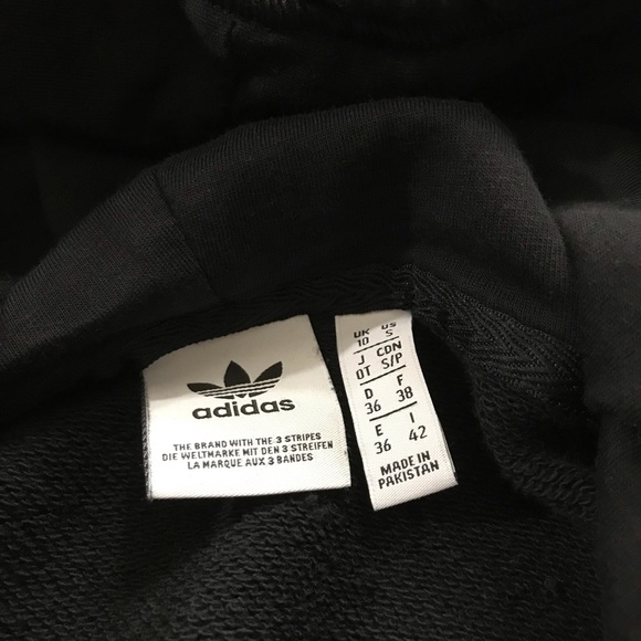 Adidas Black Striped Cropped Terry Hoodie - Picture 4 of 5